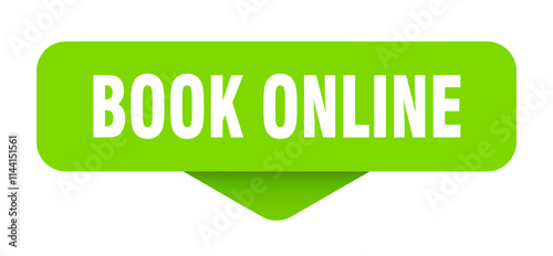 BOOK ONLINE button, label, sign