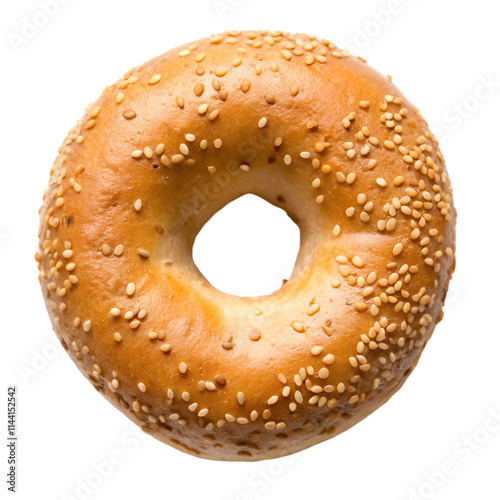 bagel bread ring top view isolated on transparent background