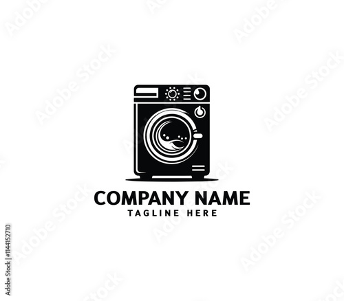 Vector silhouette washer machine logo design. Washing machine for washing. Vector icon illustration
