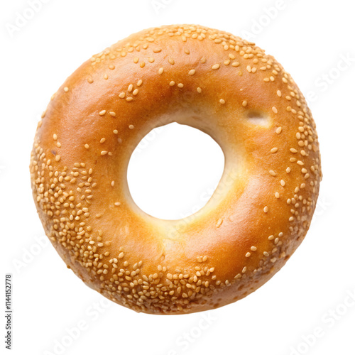 bagel bread ring top view isolated on transparent background photo