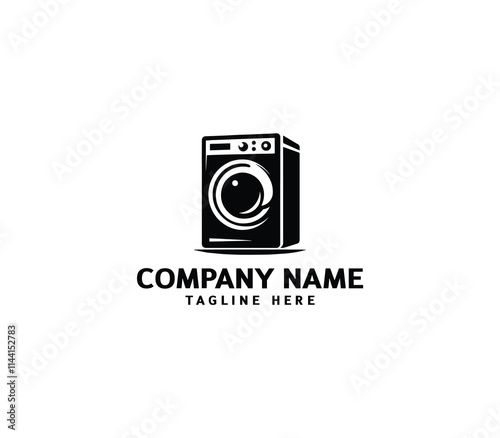 Vector silhouette washer machine logo design. Washing machine for washing. Vector icon illustration