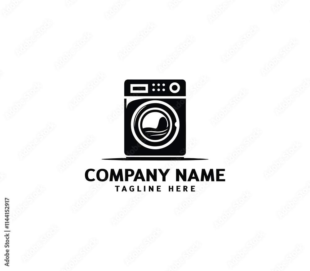 Vector silhouette washer machine logo design. Washing machine for washing. Vector icon illustration Vector silhouette washer machine logo design. Washing machine for washing. Vector icon illustration