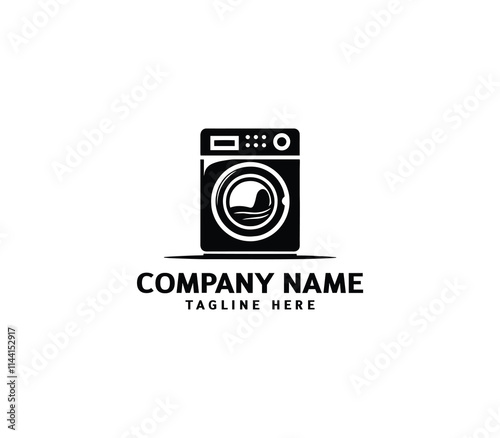 Vector silhouette washer machine logo design. Washing machine for washing. Vector icon illustration