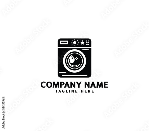 Vector silhouette washer machine logo design. Washing machine for washing. Vector icon illustration