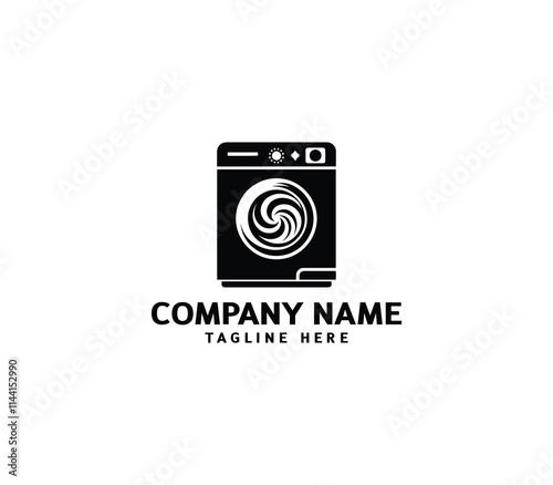 Vector silhouette washer machine logo design. Washing machine for washing. Vector icon illustration