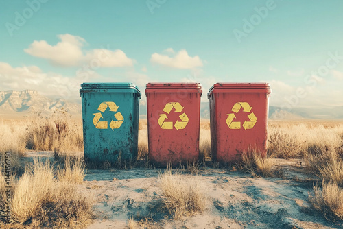 Processing and recovery of raw materials and garbage. View of the polluted area with household garbage. photo