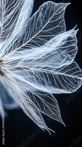 Intricate Close Up of Dandelion Seed Head with Ethereal Structures on Dark Background