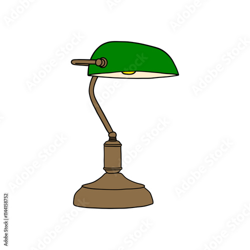 Vintage Desk Lamp with Green Shade and Classic Design - SVG