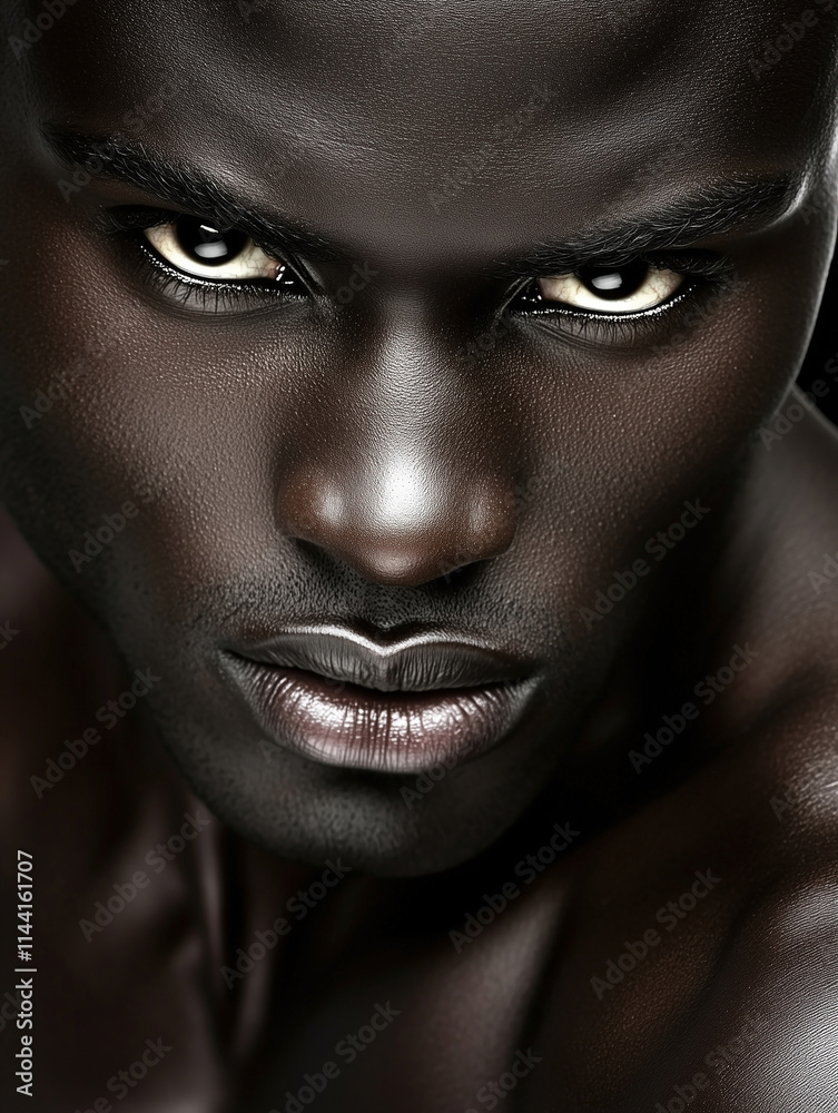Stunning black portrait showcasing expressive eyes and traditional attire