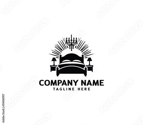 Vector bed logo design. Pillow shape design bed concept. Creative home bed logo. Bedroom, Furniture
