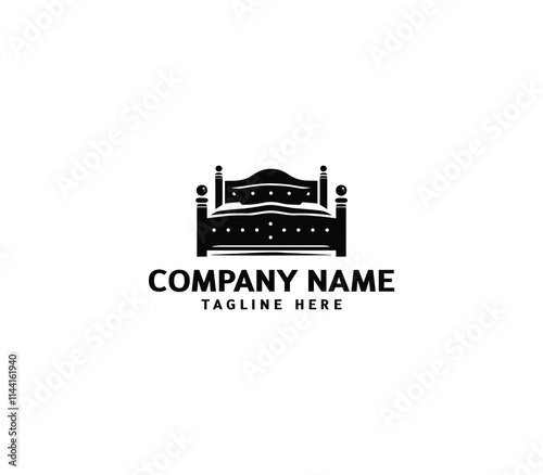 Vector bed logo design. Pillow shape design bed concept. Creative home bed logo. Bedroom, Furniture