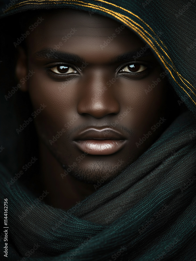 Captivating portrait of a black person in traditional attire showcasing cultural heritage
