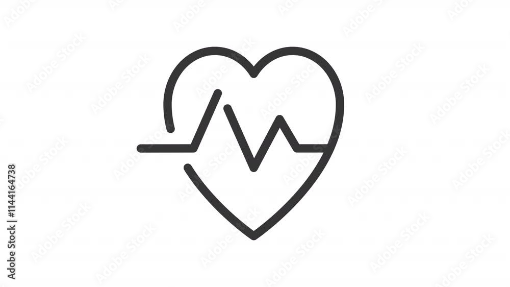 Pulse Line Animation Pulse line animation. Heartbeat animated icon. Scaling heart, moving ...