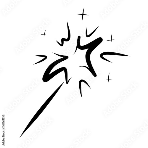 Burning sparkling wand starfire illustration vector graphic
