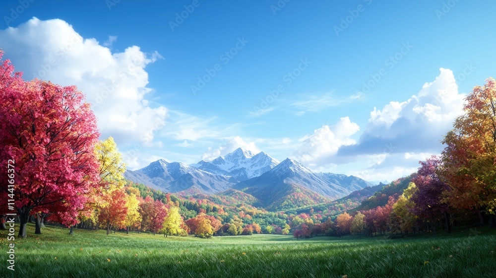Fototapeta premium Vibrant autumn foliage in a mountain valley.