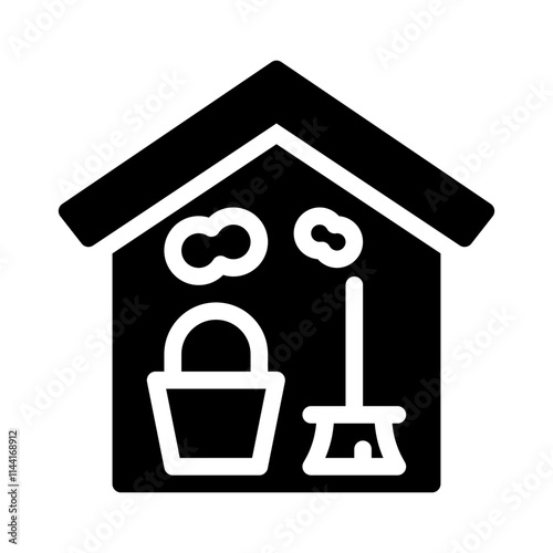 house cleaning glyph icon