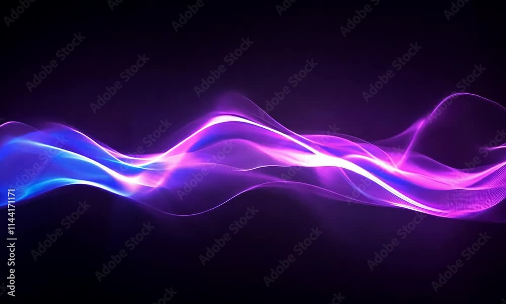 Dynamic purple and pink wave light patterns creating an abstract futuristic composition against a dark background.