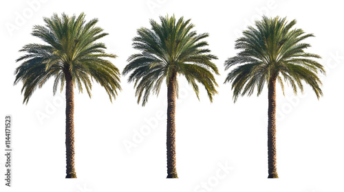 Phoenix dactylifera date palm frontal medium and small isolated png on a transparent background perfectly cutout