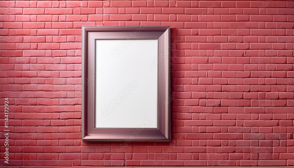 Mock up frame on rose brick wall. Generated image Mock up frame on rose brick wall. Generated image
