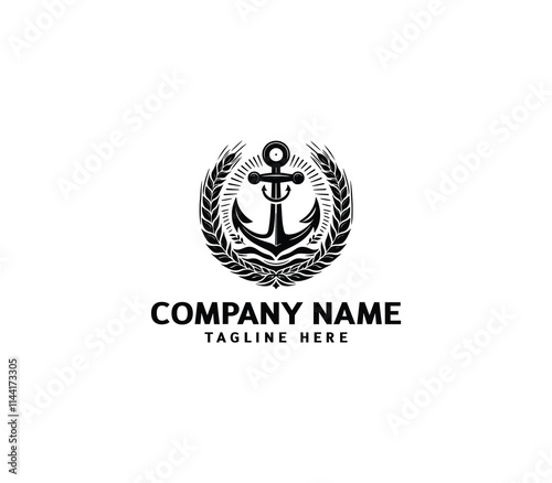 Free Download Vector anchor logo design. Marine retro emblems logo with anchor. Monochrome sea anchor illustration - GFXLoad