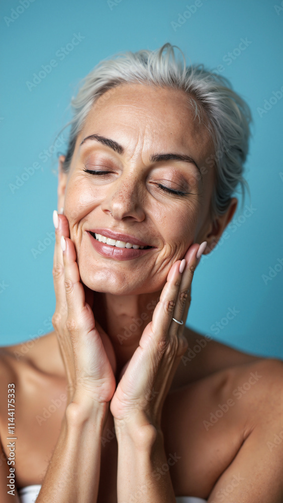 Radiant Senior Woman Showcasing Youthful Skin: Perfect for Anti-Aging Product Ads, Salon Promotions, and Beauty Campaigns Radiant Senior Woman Showcasing Youthful Skin: Perfect for Anti-Aging Product Ads, Salon Promotions, and Beauty Campaigns