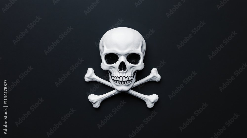 Skull and Crossbones: A chilling symbol of danger and mortality, a stark white skull and crossbones against a dark background, a reminder of life's fragility. Skull and Crossbones: A chilling symbol of danger and mortality, a stark white skull and crossbones against a dark background, a reminder of life's fragility.