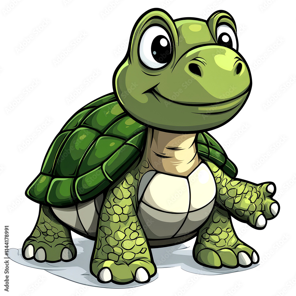 Fototapeta premium Cute cartoon turtle illustration.