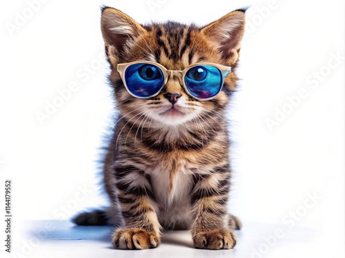 Cool Cat Sunglasses Clipart: Action Shot Kitten in Shades, Printable Image for Presentations photo