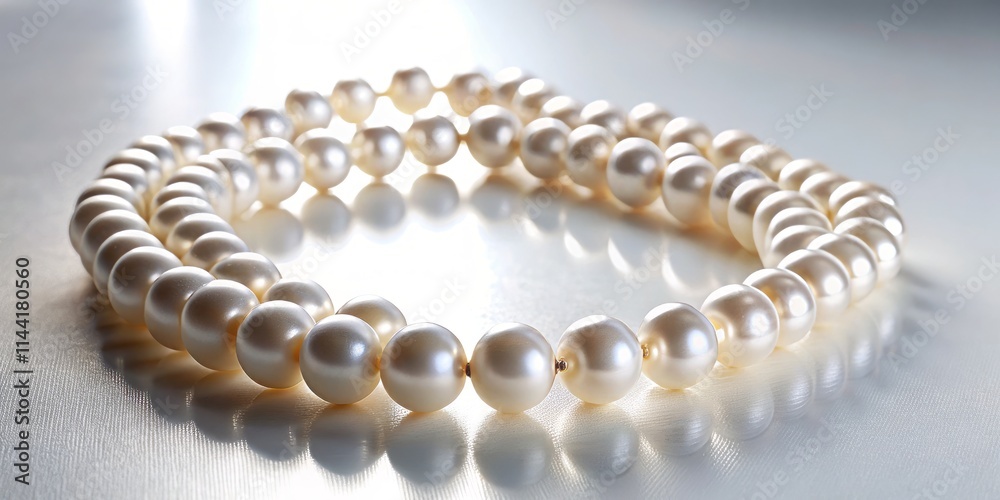 Elegant Pearl Necklace Silhouette Photography: White Background, Jewelry, Gemstone Elegant Pearl Necklace Silhouette Photography: White Background, Jewelry, Gemstone