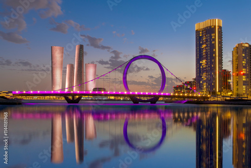 Qetaifan Island suspension bridge Lusail boulevard Qatar  photo