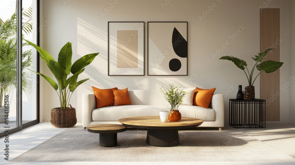 Fototapeta premium Modern Minimalist Living Room Interior Design