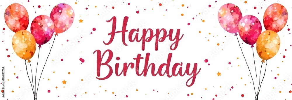 A joyful birthday banner adorned with a gifts and delightful balloons, perfect for celebrating someone's special day