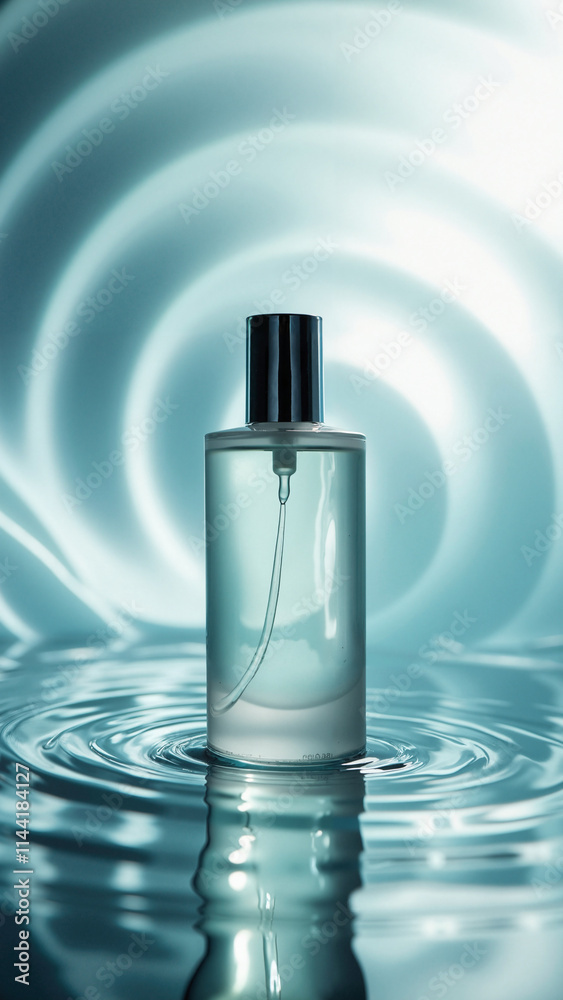 Elegant Micellar Water with Abstract Liquid Background: Perfect for Skincare Ads, Beauty Blogs, and Product Packaging Elegant Micellar Water with Abstract Liquid Background: Perfect for Skincare Ads, Beauty Blogs, and Product Packaging