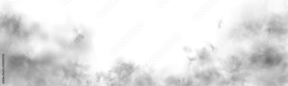 Special effect of steam, smoke, fog, clouds. Abstract gas on transparent background, vapor machine steam or explosion dust, dry ice effect, condensation, fume. Vector PNG illustration.	