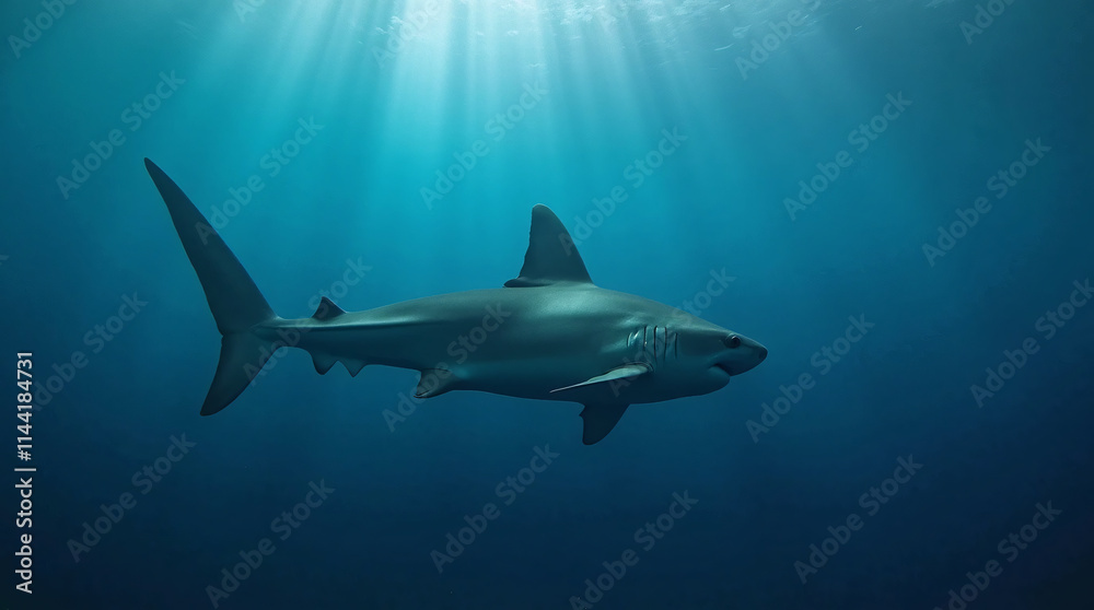 A great white shark in the sea. A great white shark in the sea.