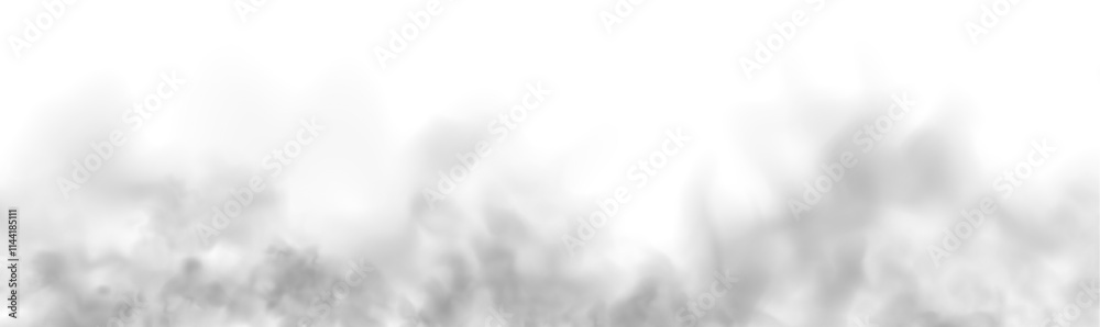Special effect of steam, smoke, fog, clouds. Abstract gas on transparent background, vapor machine steam or explosion dust, dry ice effect, condensation, fume. Vector PNG illustration.	