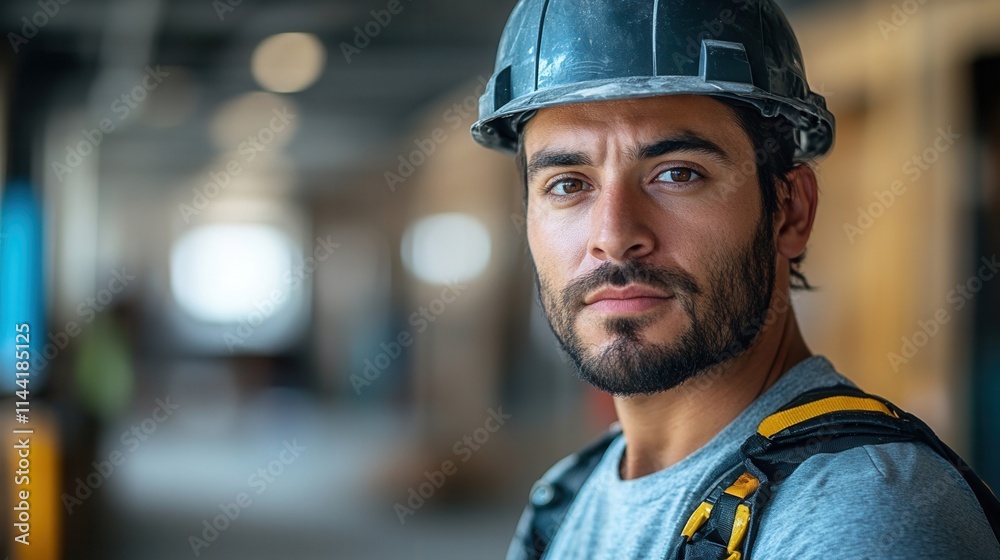 Construction worker portrait in industrial setting. Construction worker portrait in industrial setting.