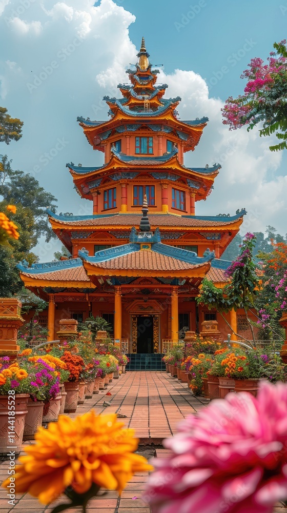 Fototapeta premium Learning about Nepalese culture and traditions Visit monasteries and cultural centers.