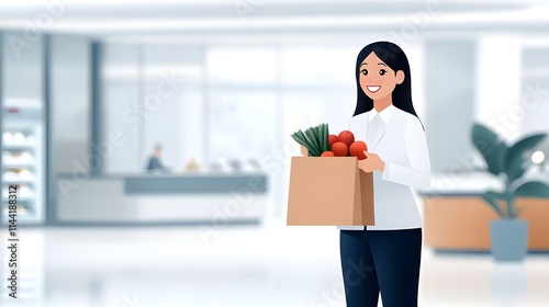 Young woman buying groceries in a supermarket photo