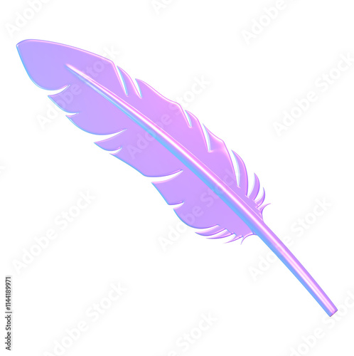 gradient feather fluid holographic Iridescent 3d render icon isolated on transparent background. PNG