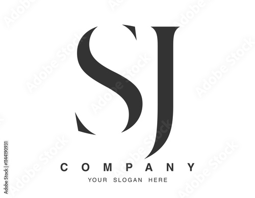 SJ logo design. Initial letter s and j serif font style. Creative classic company name typography. Trendy logotype or identity.