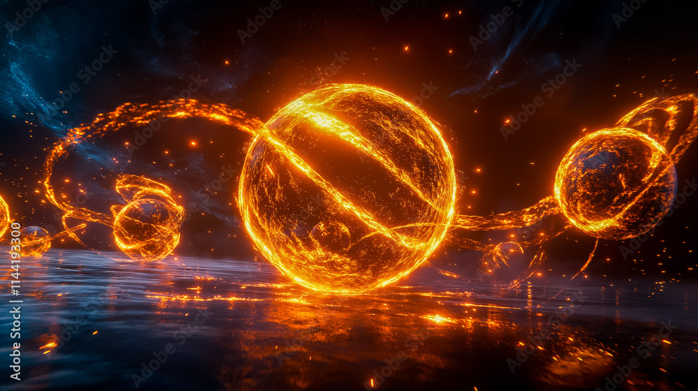 Glowing Orbs Around an Energy Core