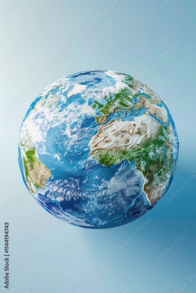 Fototapeta premium Globe of the earth with a blue sky and white clouds