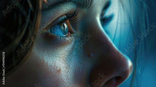 Portrait of young woman with tearful eyes