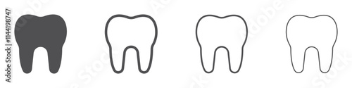 Set of tooth icons. Dentist and stomatology, dental, teeth checkup, tooth crash, decay tooth. Vector illustration.