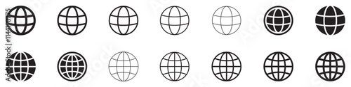 Set of world icon. Globe Symbol, web logo, world wide web, earth, planet. Vector illustration.