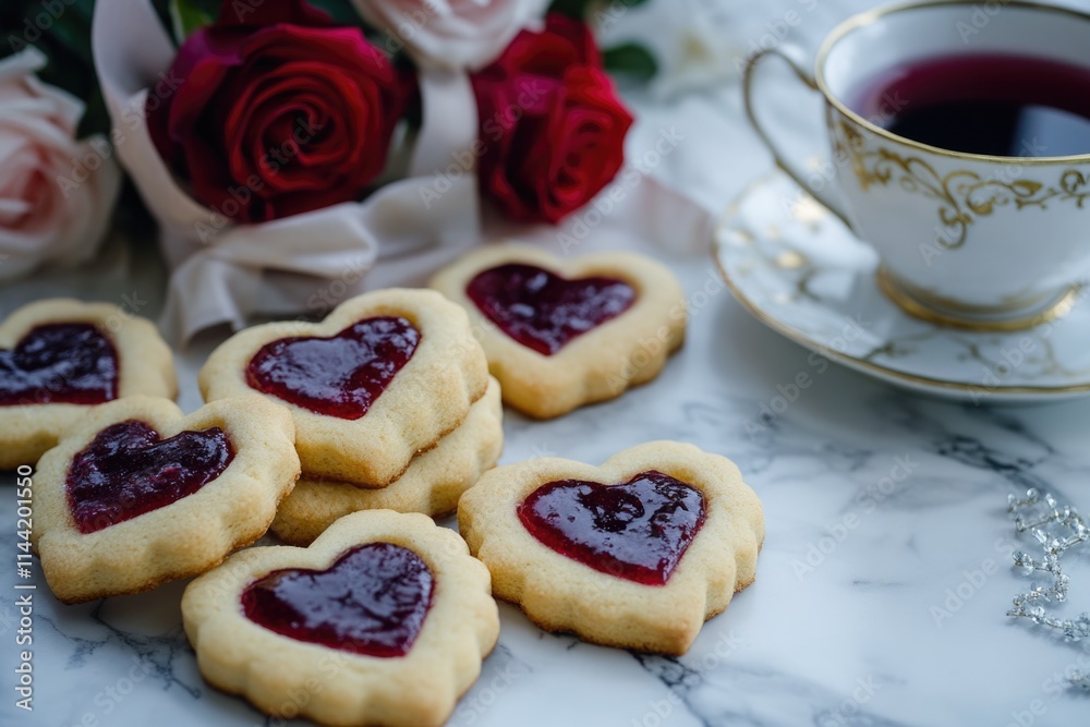 Heart Cookies on a Tea Set Heart Cookies on a Tea Set
