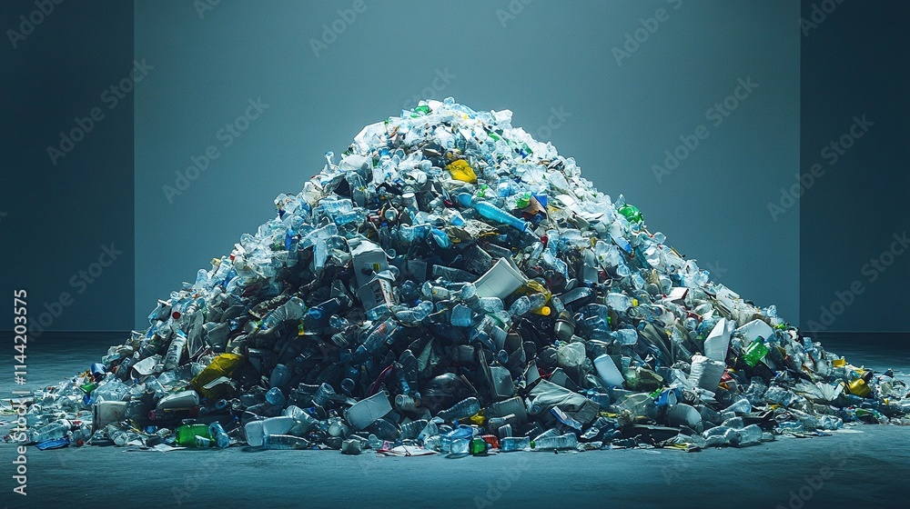 Fototapeta premium Large pile of plastic garbage, environmental pollution.