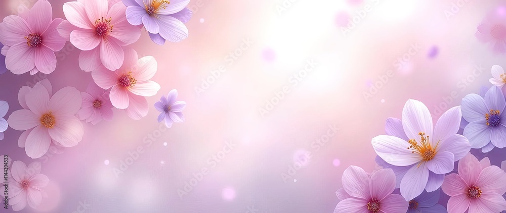 Banner, greeting card for spring time. Light delicate floral background Banner, greeting card for spring time. Light delicate floral background