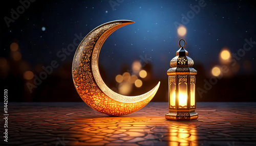New moon with ramadan light